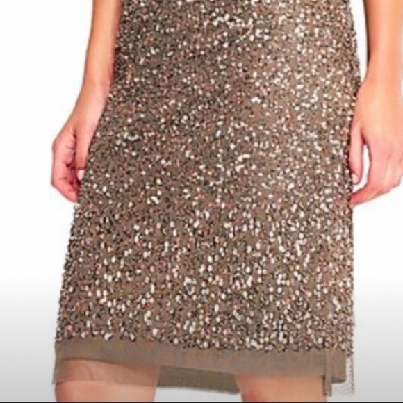 Adrianna Papell Brown Gold Sequin Sheath Dress - Picture 3 of 12